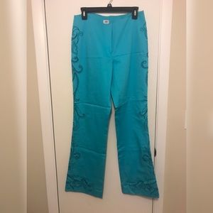 Cache teal embellished pants Size 8